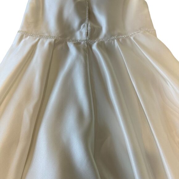 NEW Lan Ting Ivory Bridal Embellished Deep V Satin Wide Leg Jumpsuit, Small - Picture 12 of 15